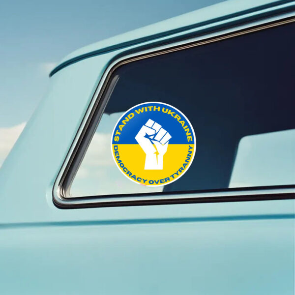 Stand with Ukraine Democracy Resistant Sticker and Car Magnet