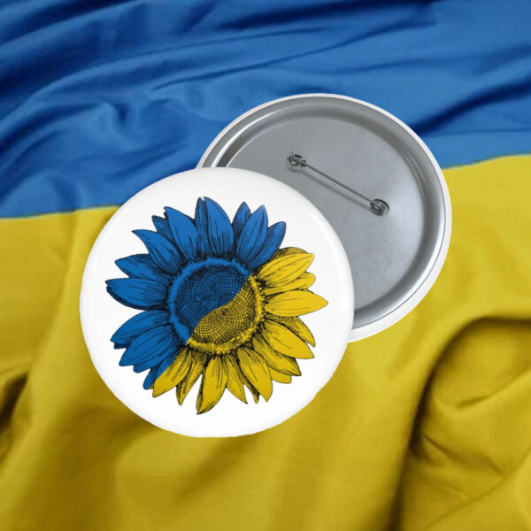 Support Ukraine - Stand with Ukraine Sunflower Button