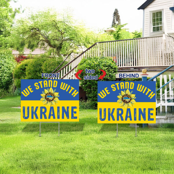 We Stand With Ukraine Sunflower Yard Sign 2