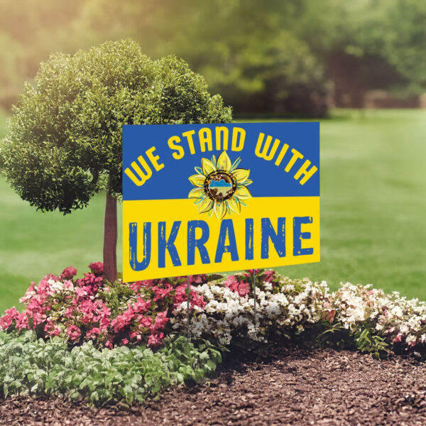 We Stand With Ukraine Sunflower Yard Sign