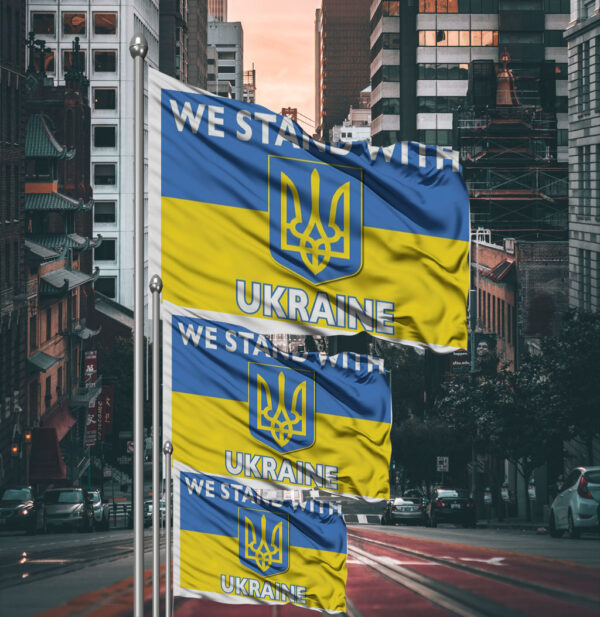 We Stand With Ukraine Support Flag