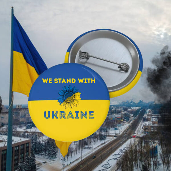 We Stand with Ukraine Sunflower Button