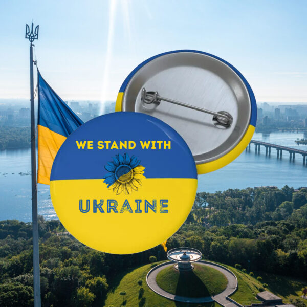 We Stand with Ukraine Sunflower Button2