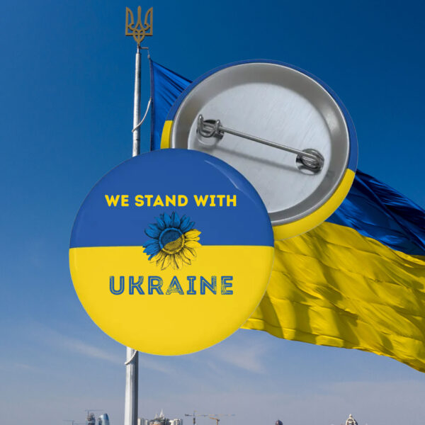 We Stand with Ukraine Sunflower Button4